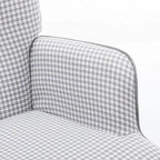 Schommelstoel met pied-de-poule stof en leren rugleuning