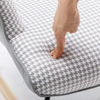Schommelstoel met pied-de-poule stof en leren rugleuning