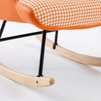 Schommelstoel met pied-de-poule stof en leren rugleuning