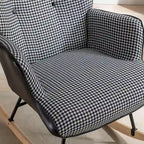 Schommelstoel met pied-de-poule stof en leren rugleuning