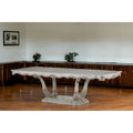 44-inch gebroken wit massief houten eettafel met kolomvoet