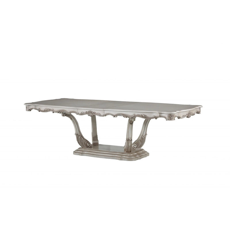 44-inch gebroken wit massief houten eettafel met kolomvoet