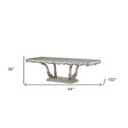 44-inch gebroken wit massief houten eettafel met kolomvoet