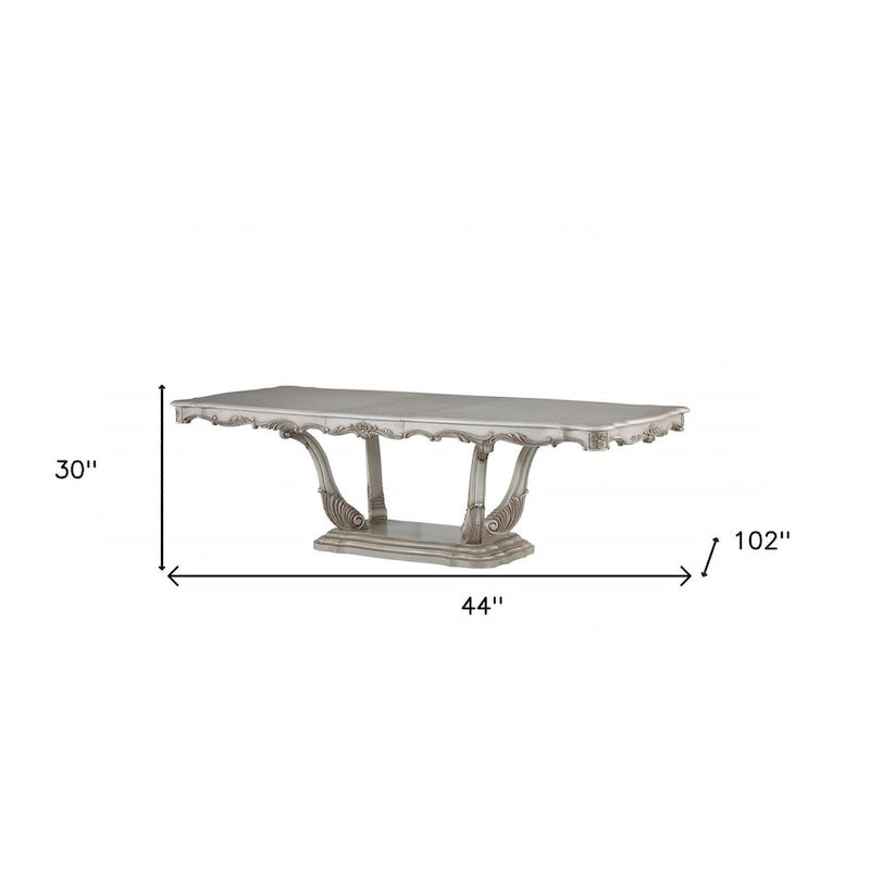 44-inch gebroken wit massief houten eettafel met kolomvoet