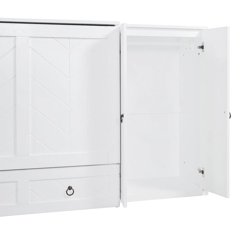Queen Size Murphy Bed met USB-poort, lade, kledingkast en bureau