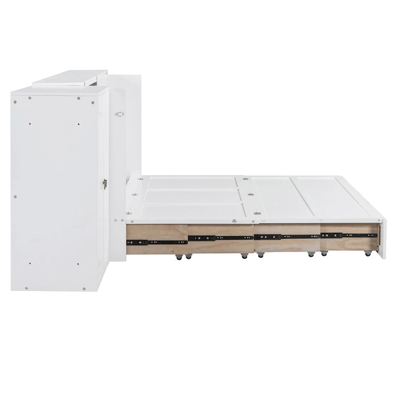 Queen Size Murphy Bed met USB-poort, lade, kledingkast en bureau