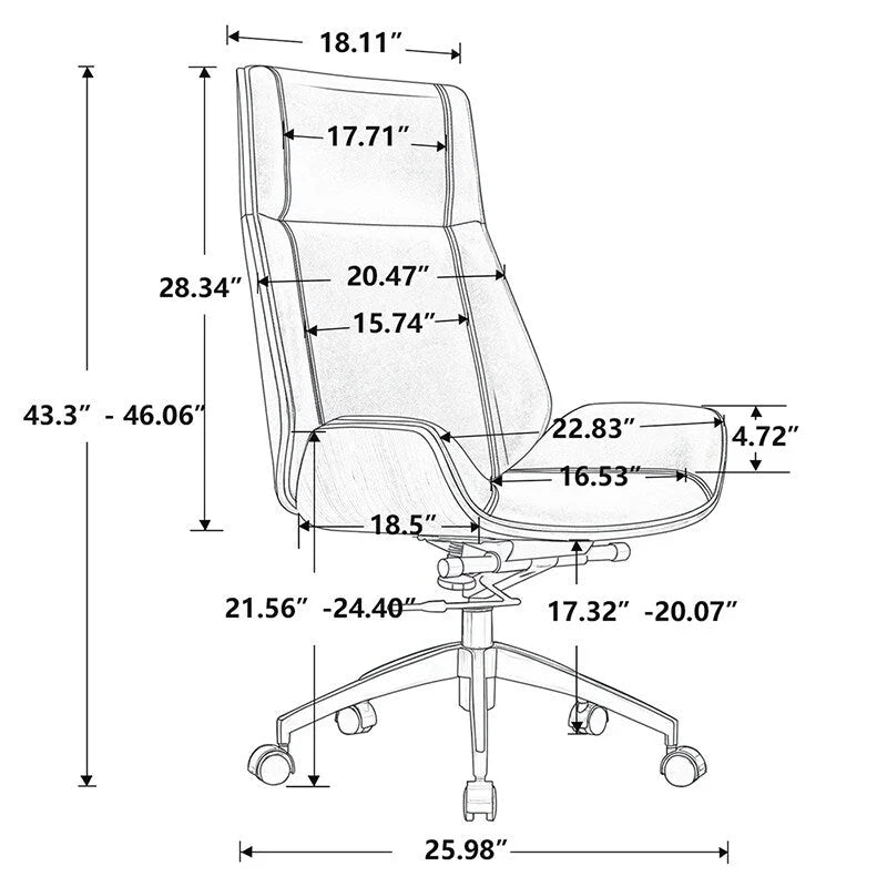Ergonomische bureaustoel met hoofdsteun