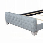 Kingsize bed – Lichtblauwgroen chenille, Grijs paneel hoofdbord