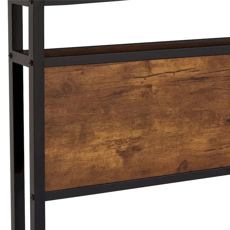 King Size Metalen Platform Bed met LED-Verlichting, Houten Hoofdbord en Twee Laden