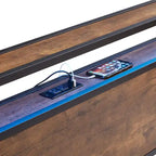 King Size Metalen Platform Bed met LED-Verlichting, Houten Hoofdbord en Twee Laden
