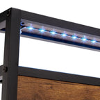 King Size Metalen Platform Bed met LED-Verlichting, Houten Hoofdbord en Twee Laden