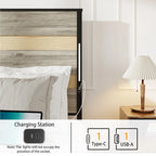 Queen Size Platform Bed met Opberglades en Oplaadstation