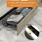 Queen Size Platform Bed met Opberglades en Oplaadstation