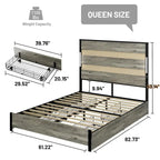 Queen Size Platform Bed met Opberglades en Oplaadstation