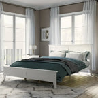 Queensize platformbed met massief houten frame en hoofdbord
