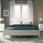 Queensize platformbed met massief houten frame en hoofdbord