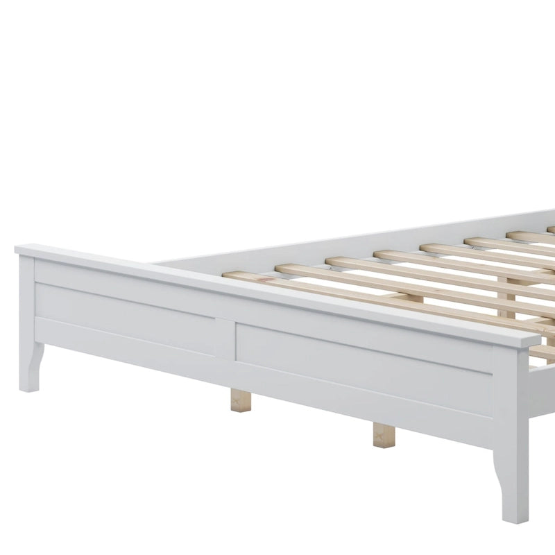 Queensize platformbed met massief houten frame en hoofdbord