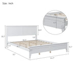 Queensize platformbed met massief houten frame en hoofdbord