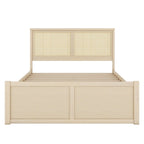 Queen Size Houten Opbergbed met 4 Lades en Rieten Hoofdeinde