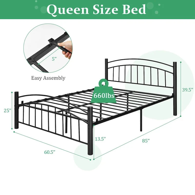 Metalen bedframe – eenpersoons / tweepersoons / queensize