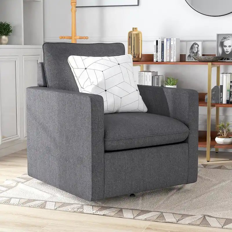 Overgangs Linnen Draaibare Fauteuil met Kussenrug