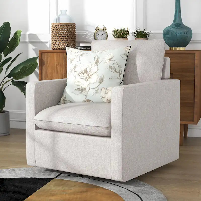 Overgangs Linnen Draaibare Fauteuil met Kussenrug