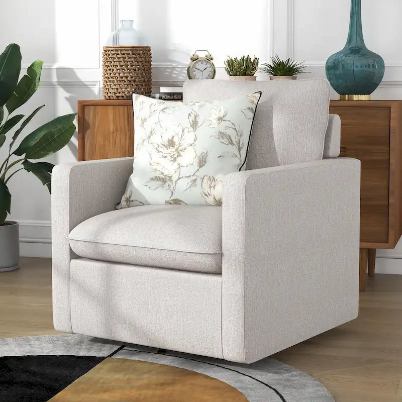 Overgangs Linnen Draaibare Fauteuil met Kussenrug