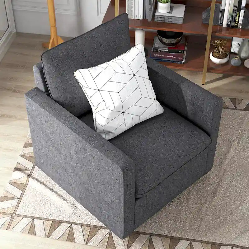 Overgangs Linnen Draaibare Fauteuil met Kussenrug