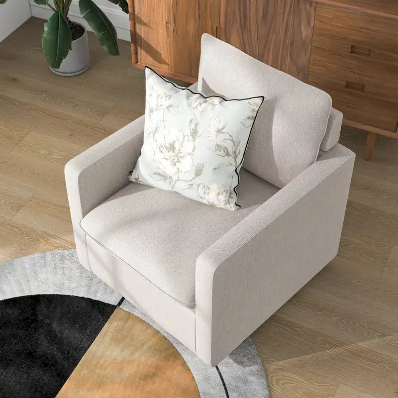 Overgangs Linnen Draaibare Fauteuil met Kussenrug