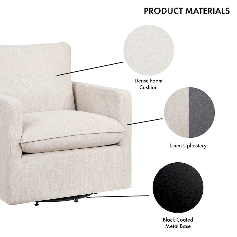 Overgangs Linnen Draaibare Fauteuil met Kussenrug
