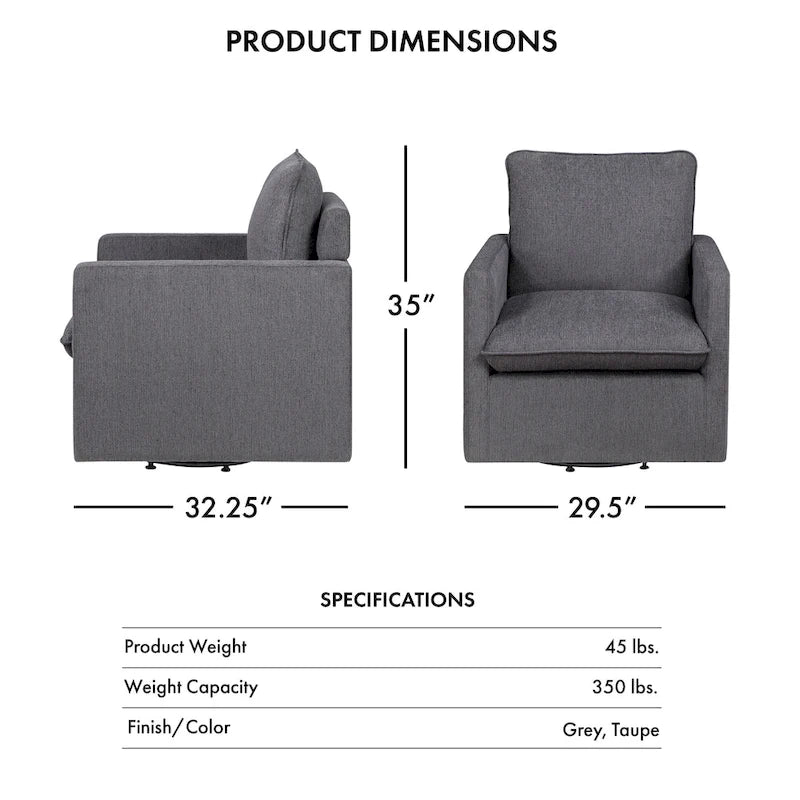 Overgangs Linnen Draaibare Fauteuil met Kussenrug