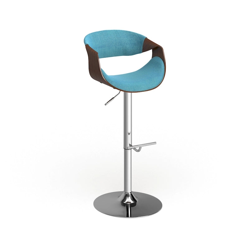 Mid-Century Modern Verstelbare Barkruk met Walnotenhouten Accenten