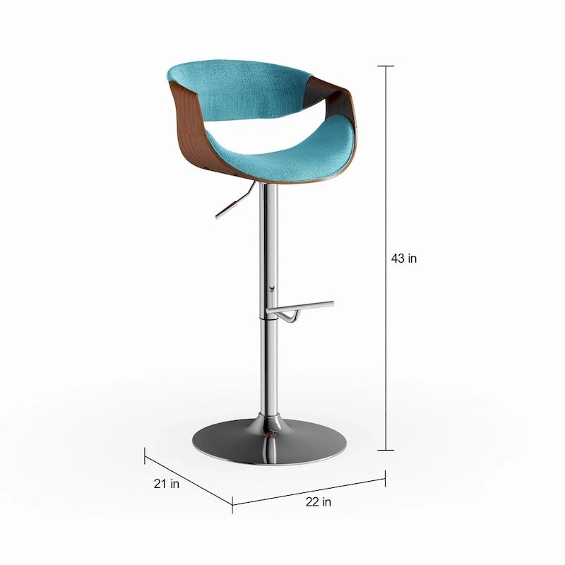 Mid-Century Modern Verstelbare Barkruk met Walnotenhouten Accenten