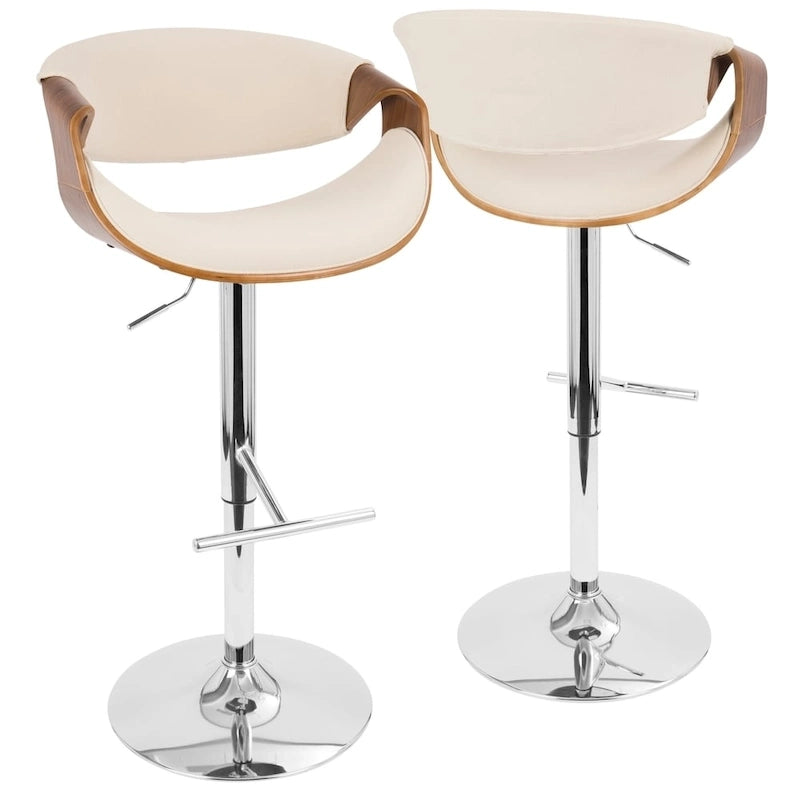 Mid-Century Modern Verstelbare Barkruk met Walnotenhouten Accenten