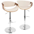 Mid-Century Modern Verstelbare Barkruk met Walnotenhouten Accenten