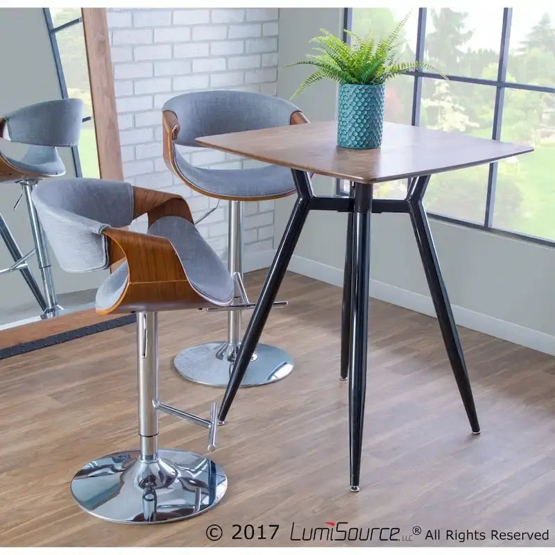 Mid-Century Modern Verstelbare Barkruk met Walnotenhouten Accenten