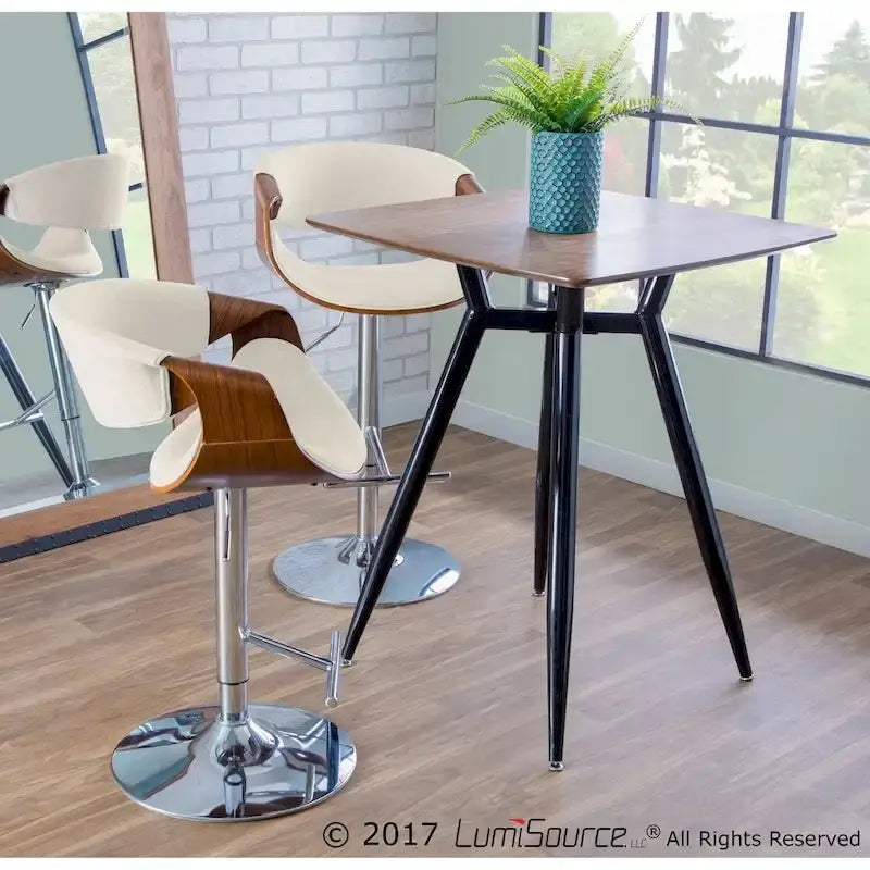 Mid-Century Modern Verstelbare Barkruk met Walnotenhouten Accenten