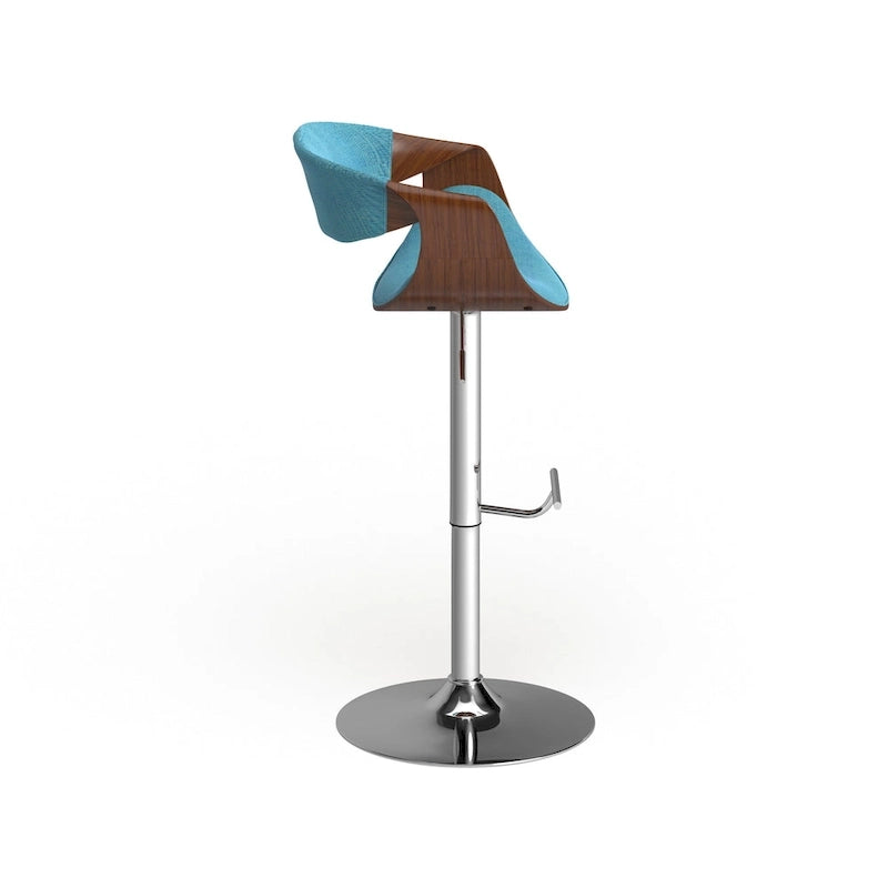 Mid-Century Modern Verstelbare Barkruk met Walnotenhouten Accenten