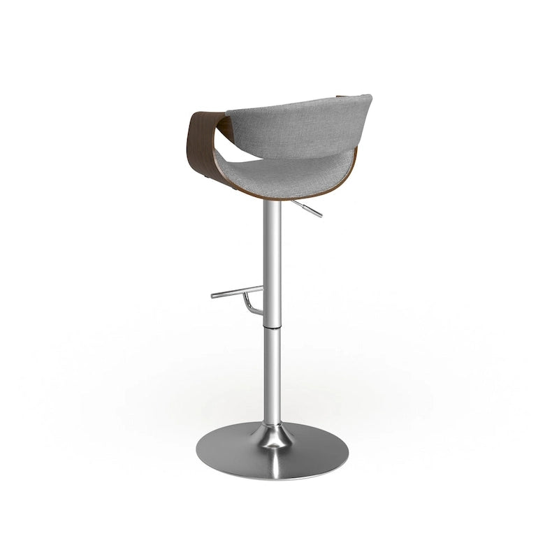 Mid-Century Modern Verstelbare Barkruk met Walnotenhouten Accenten