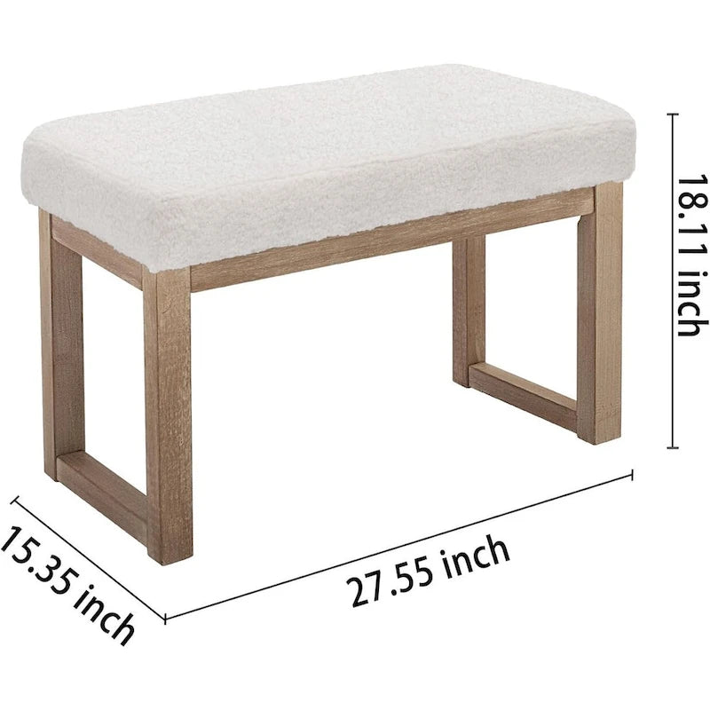 27-inch rechthoekige Ottomaanse bank, wit