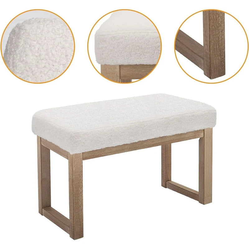 27-inch rechthoekige Ottomaanse bank, wit