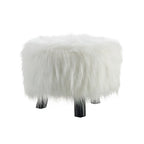 Witte Shaggy Faux Fur Poef