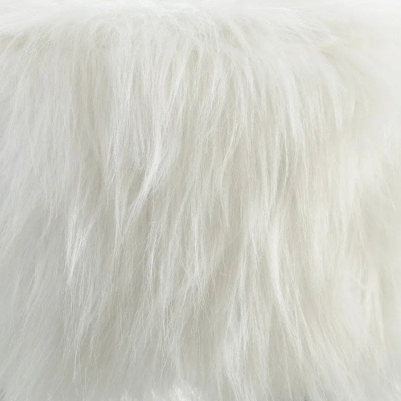 Witte Shaggy Faux Fur Poef