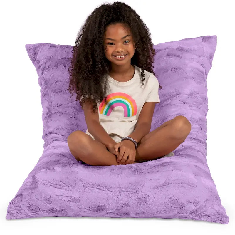 Giant Faux Fur Floor Pillow Bean Bag, 107 cm