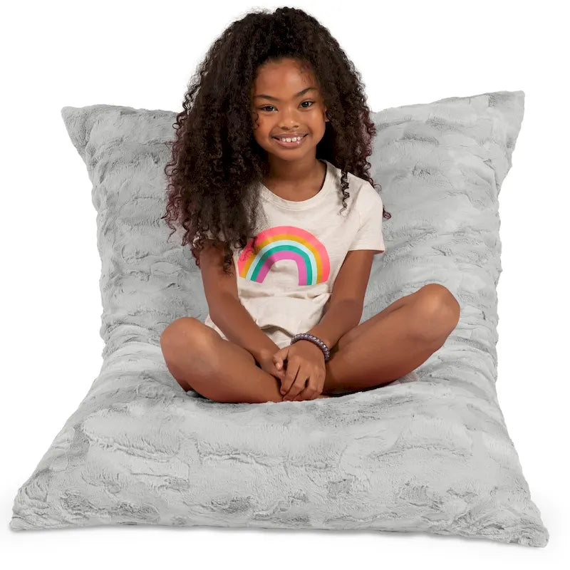 Giant Faux Fur Floor Pillow Bean Bag, 107 cm