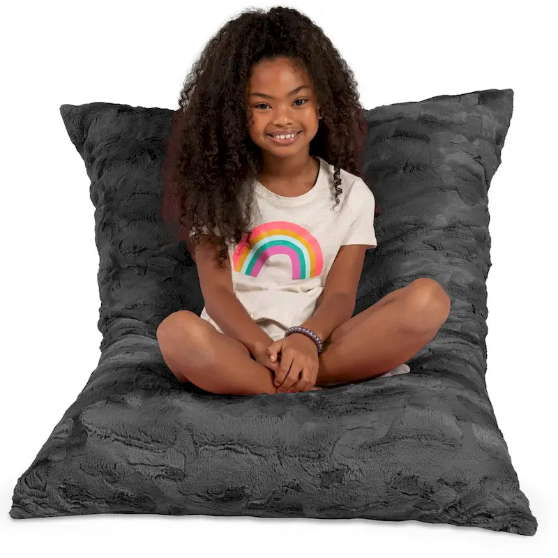 Giant Faux Fur Floor Pillow Bean Bag, 107 cm