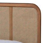 Mid-Century Modern Platformbed van Synthetisch Rotan en Hout - Essen Walnoot