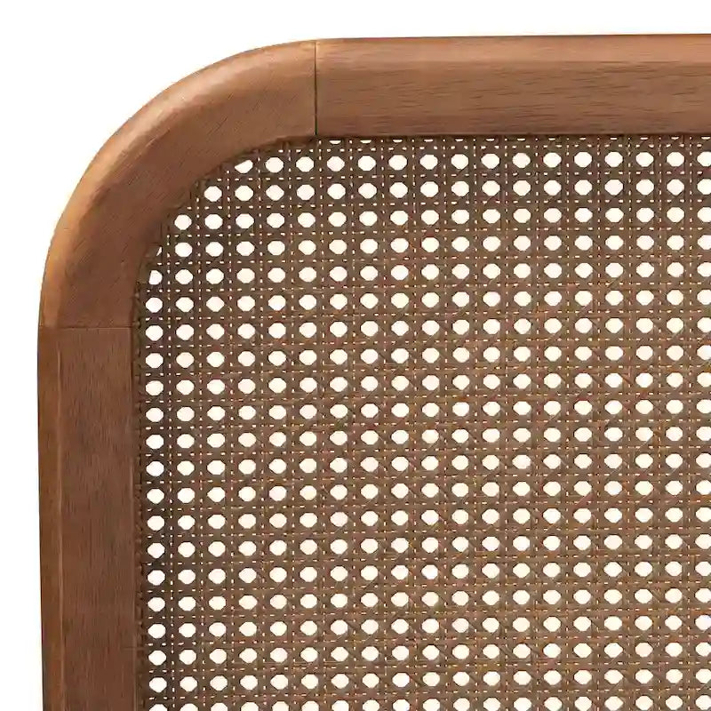Mid-Century Modern Platformbed van Synthetisch Rotan en Hout - Essen Walnoot