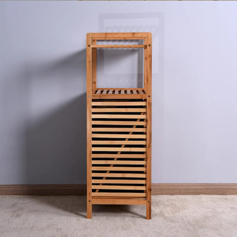 Bamboe Badkamer Wasgoed Opbergkast met 2 Schappen - 44 x 33 x 96 cm