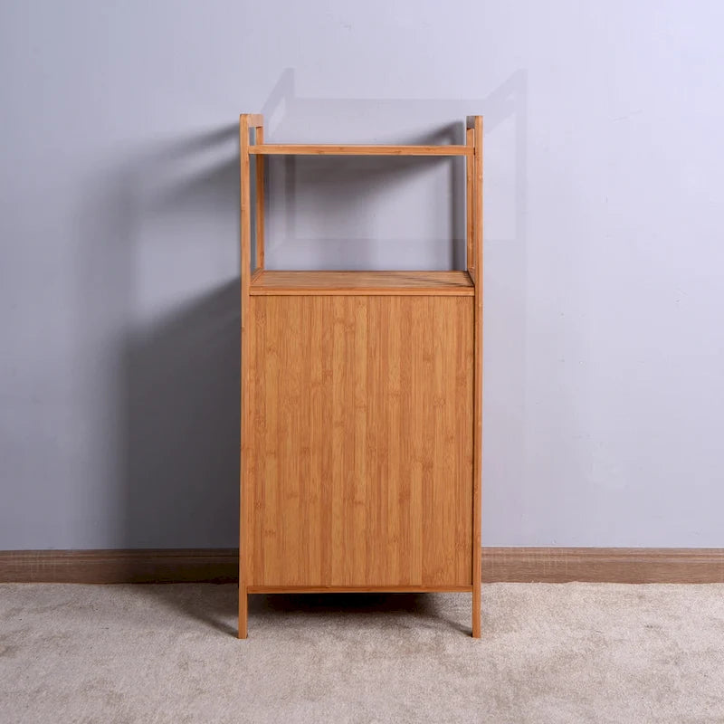 Bamboe Badkamer Wasgoed Opbergkast met 2 Schappen - 44 x 33 x 96 cm